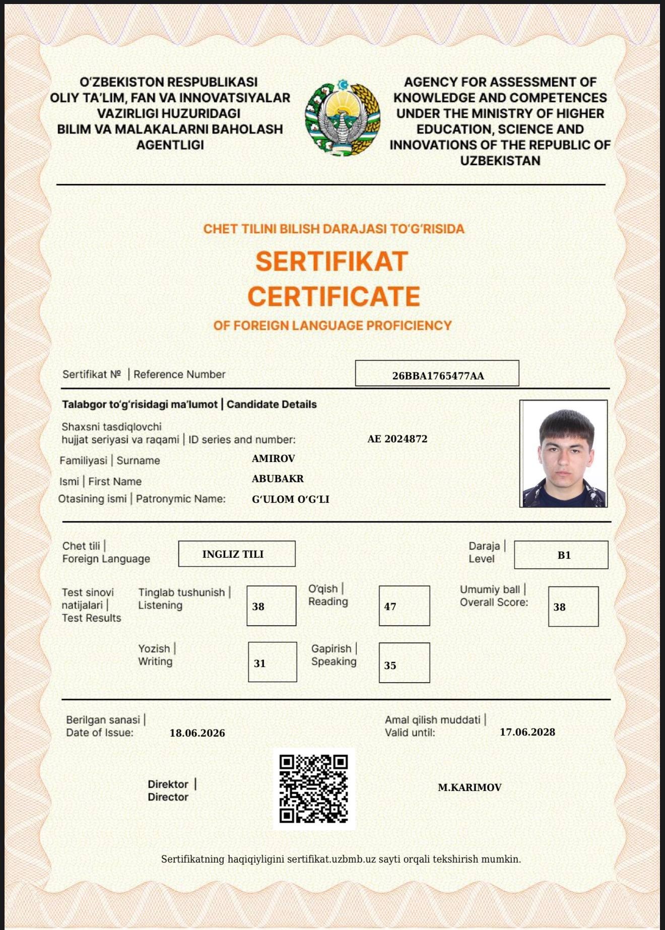 26BBA1765477AA sertifikati