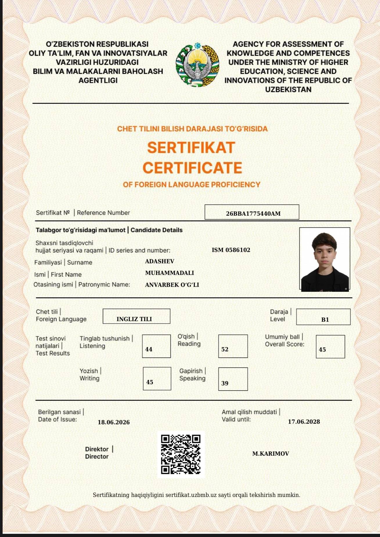 26BBA1775440AM sertifikati