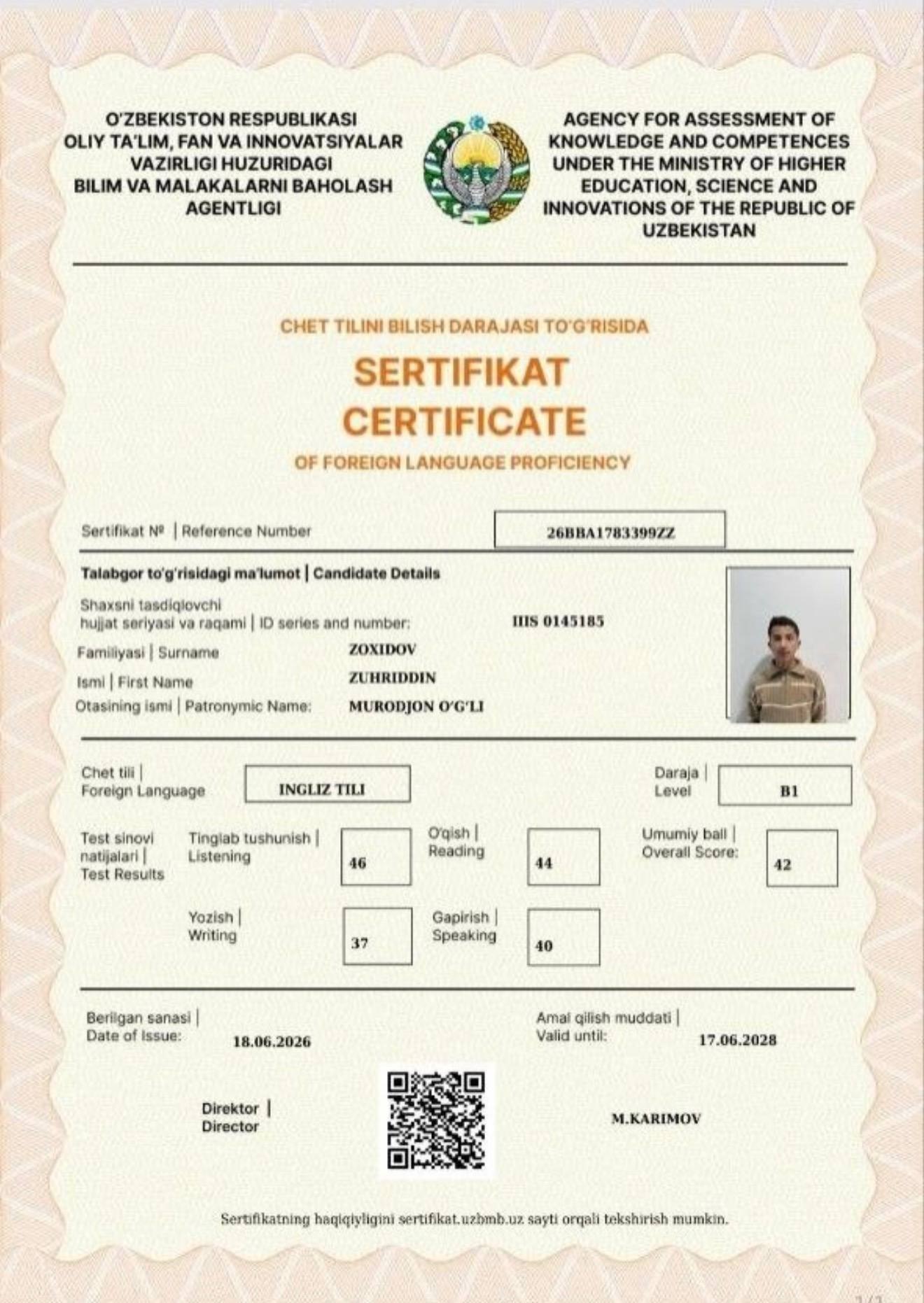 26BBA1783399ZZ sertifikati